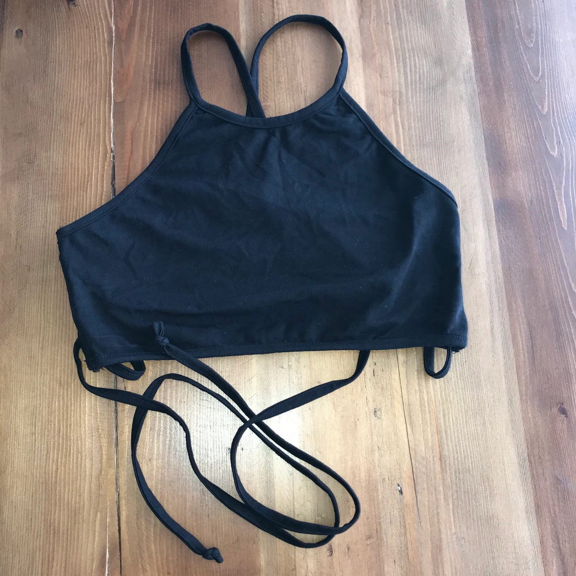 EUC NA-KD BLACK STRAPPY RACER HALTER STYLE TOP - 90