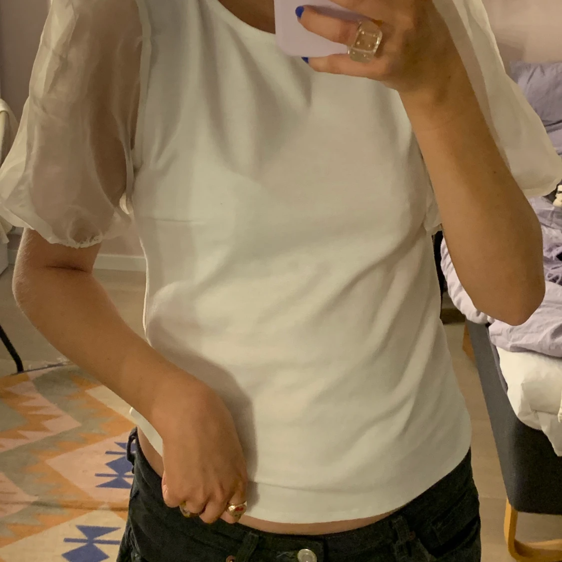 Vit puffärms blus 