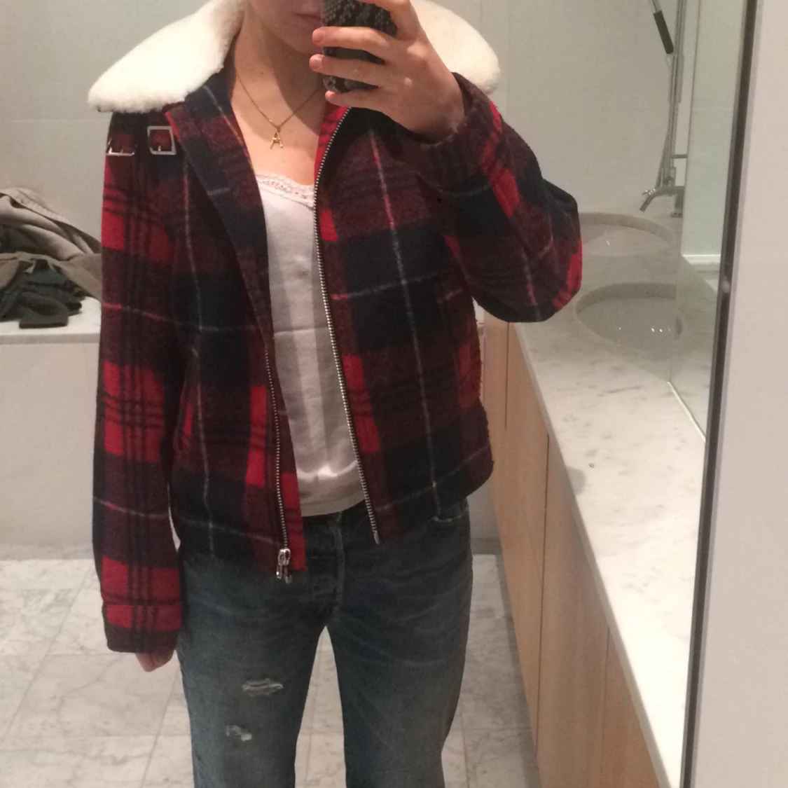 Kort shearling kappa