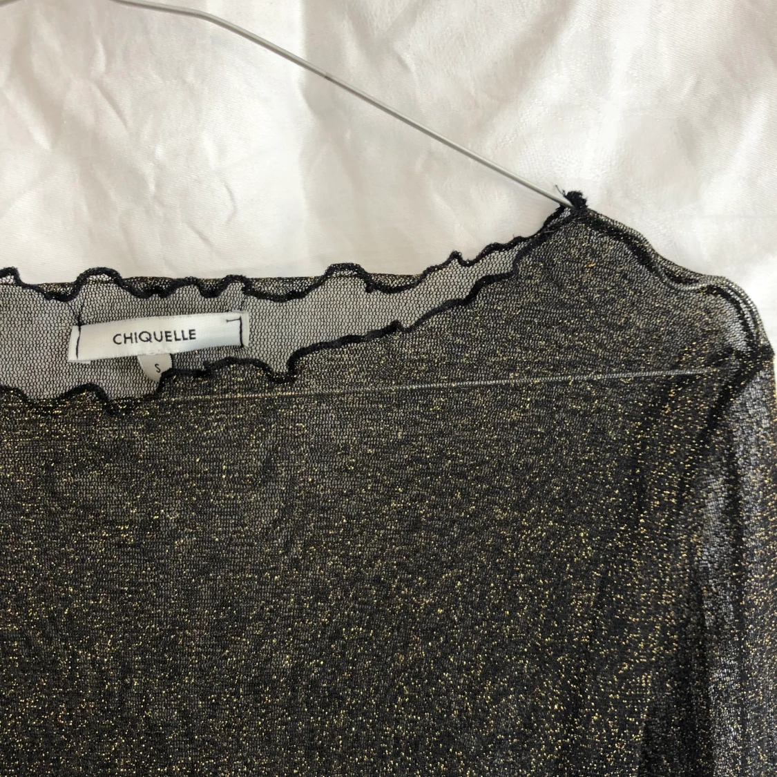 Guldglittrig meshtopp - 90