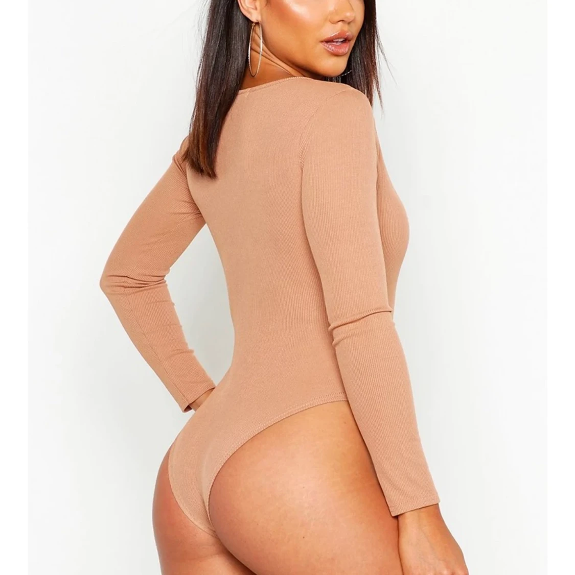 Ribbad svart långärmad tröja - 90