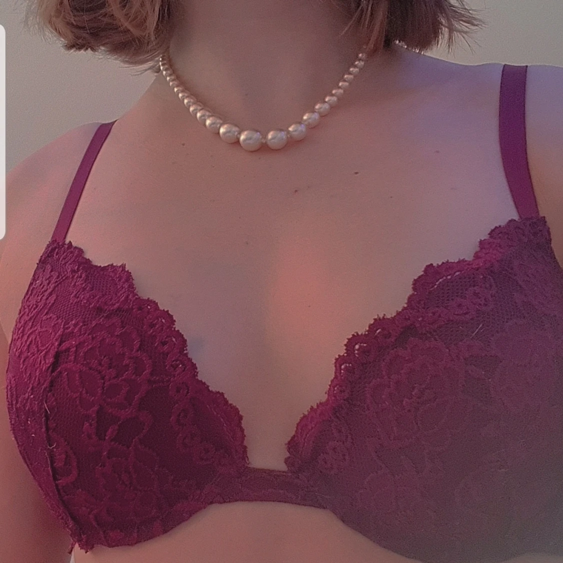 Vinröd spets-BH - 90