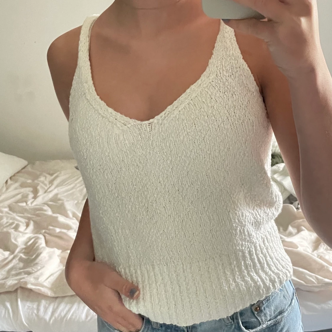 Stickat vitt linne  - 90