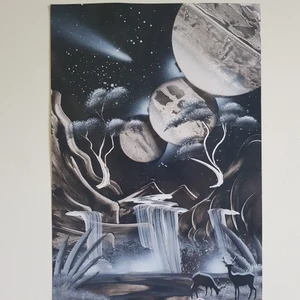 Poster 50x30cm - Svartvit målning med sprayfärger