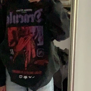 Sweatshirt med coolt tryck - En oversized tröja från hm med dracula tryck. Köpte för 200kr men säljer för 150kr. Inte använt mycket alls därför är den i bra skick!