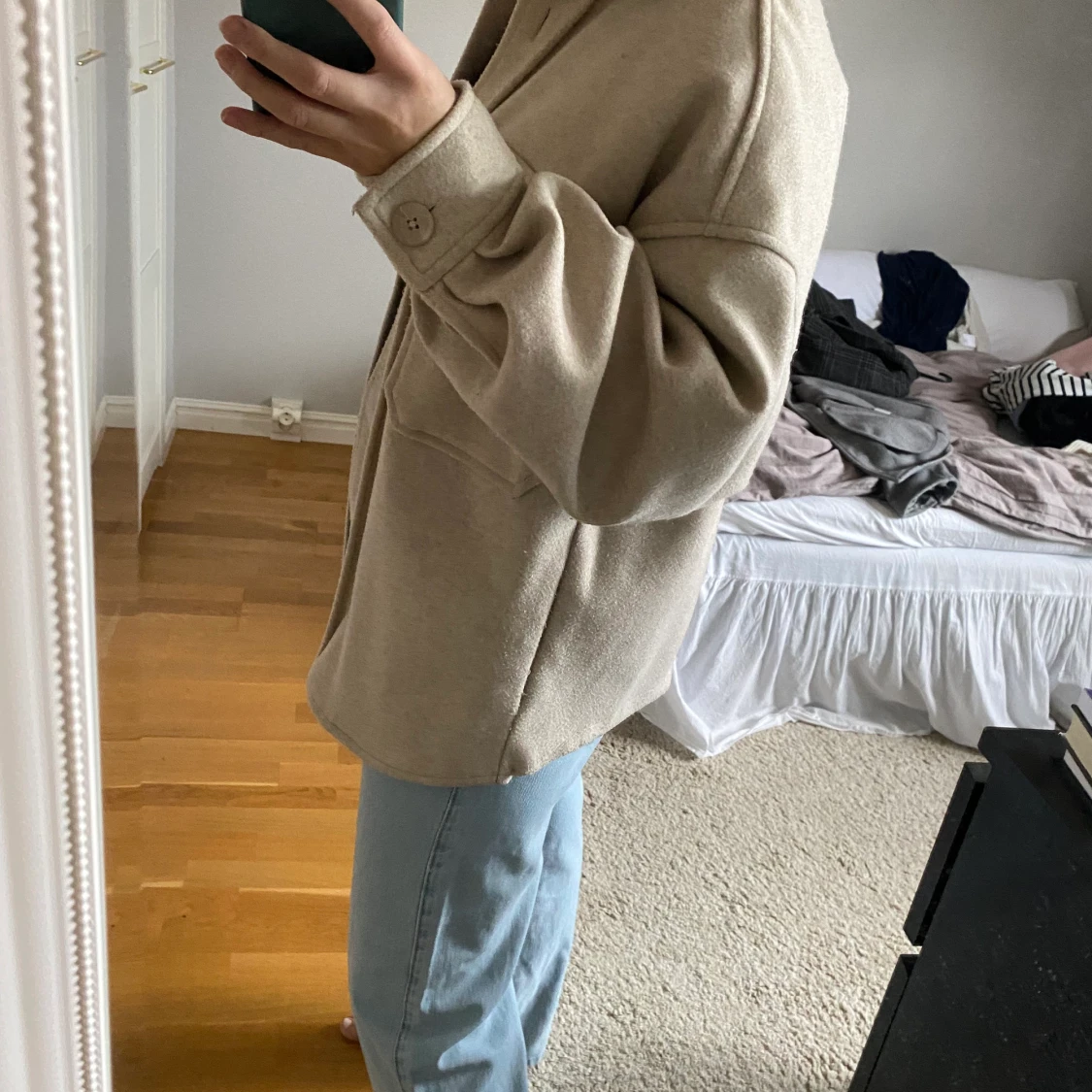 Beige skjortjacka/kort kappa - 91