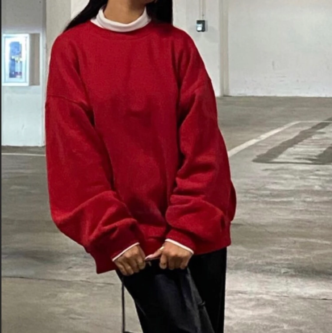 Overzized röd collagetröja 