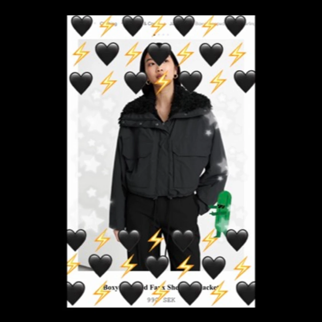 Croppad jacka med fakepäls - 90