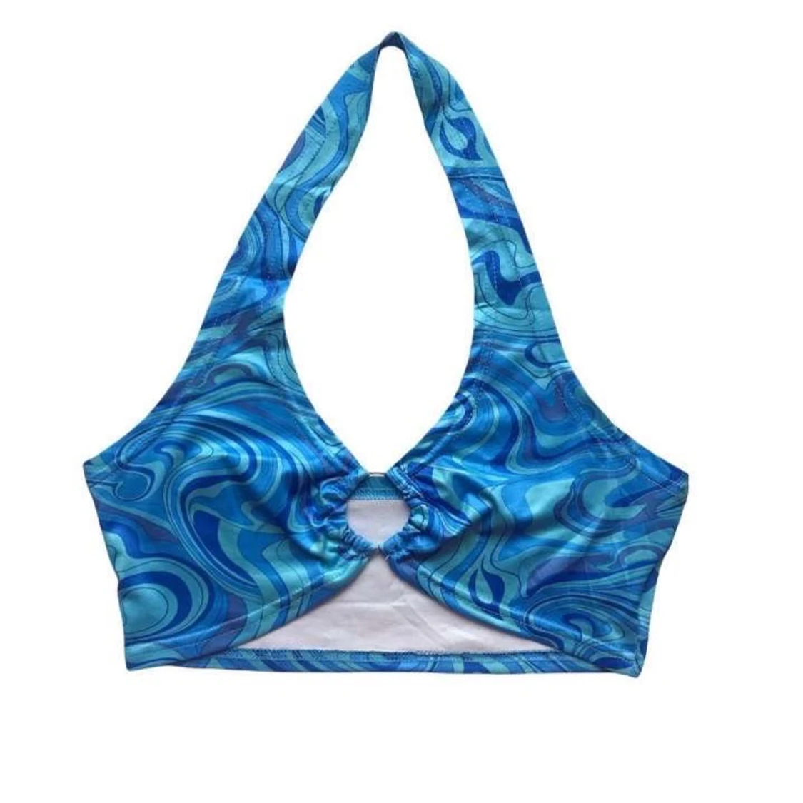 Blå ring neckline croptop - 90