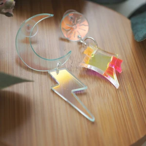 Moon and sun earrings  - Earrings made from acrylic- light weight and colorful 