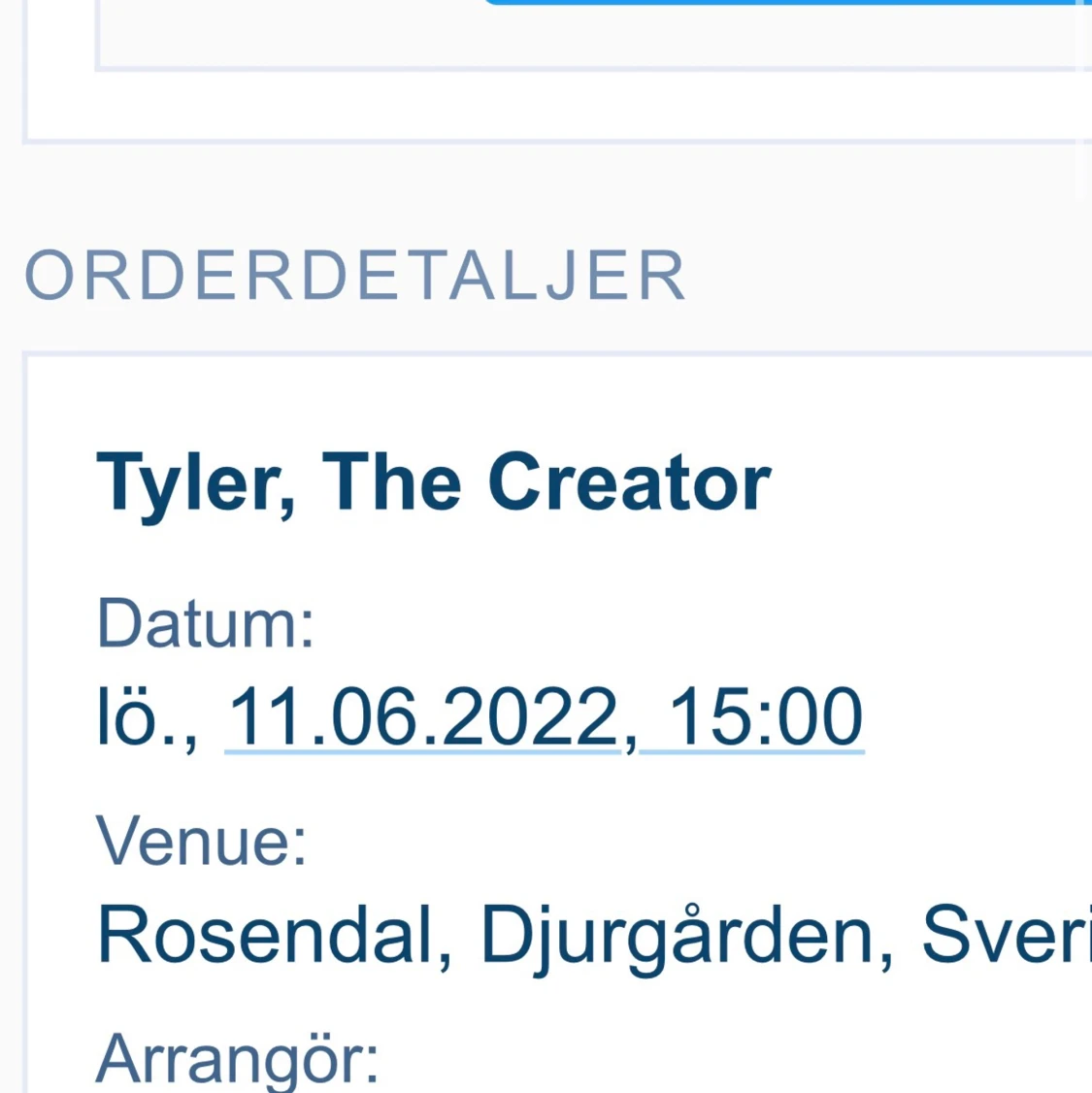 Tyler the creator konsert biljett  - 90