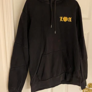 Svart Hoodie - Svart Hoodie med liten text, knappt använd och är i fint skick