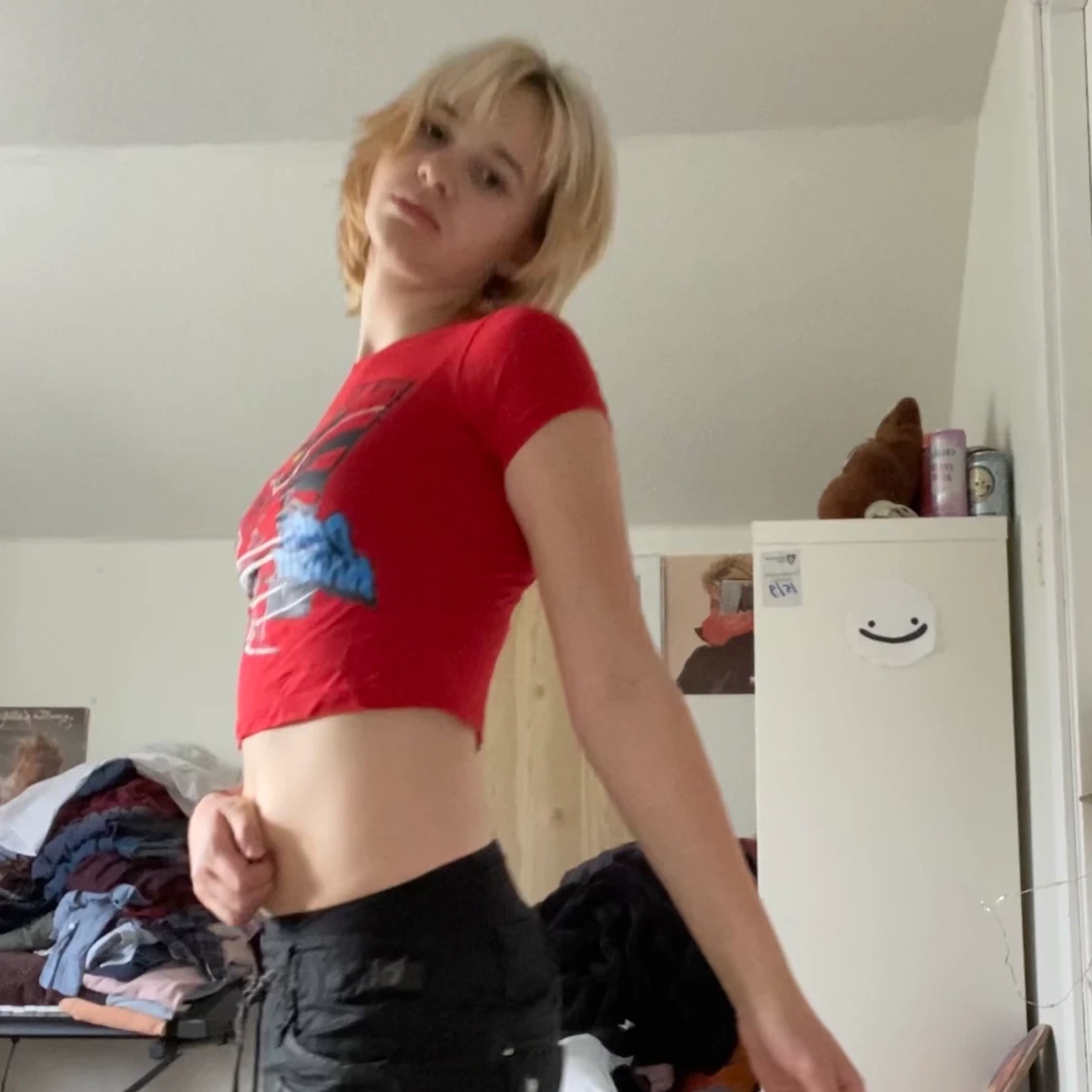 röd crop top - 90