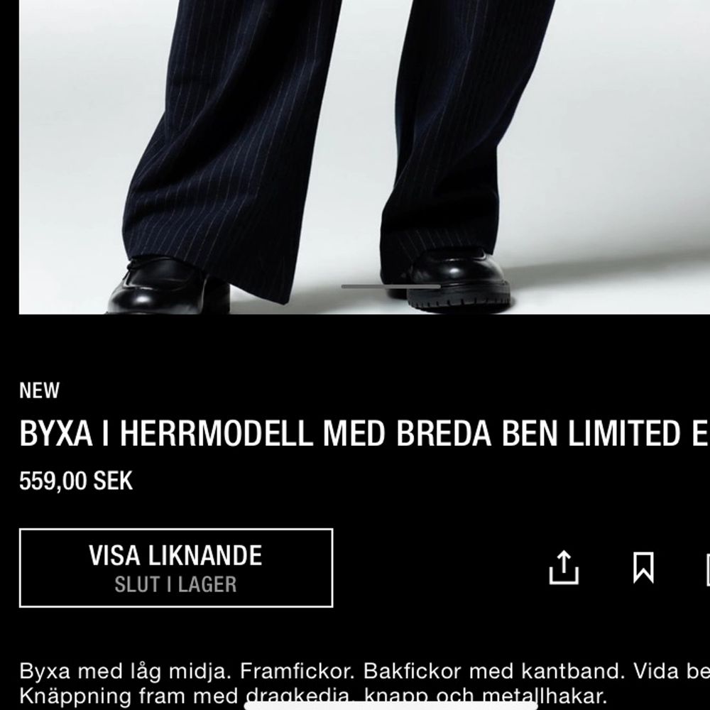 Slutsålda kostymbyxor som tyvärr är på gränsen till korta på mig som är 176cm. KÖP DIREKT FÖR 750+ frakt! Första bilden är lånad. Jeans & Byxor.