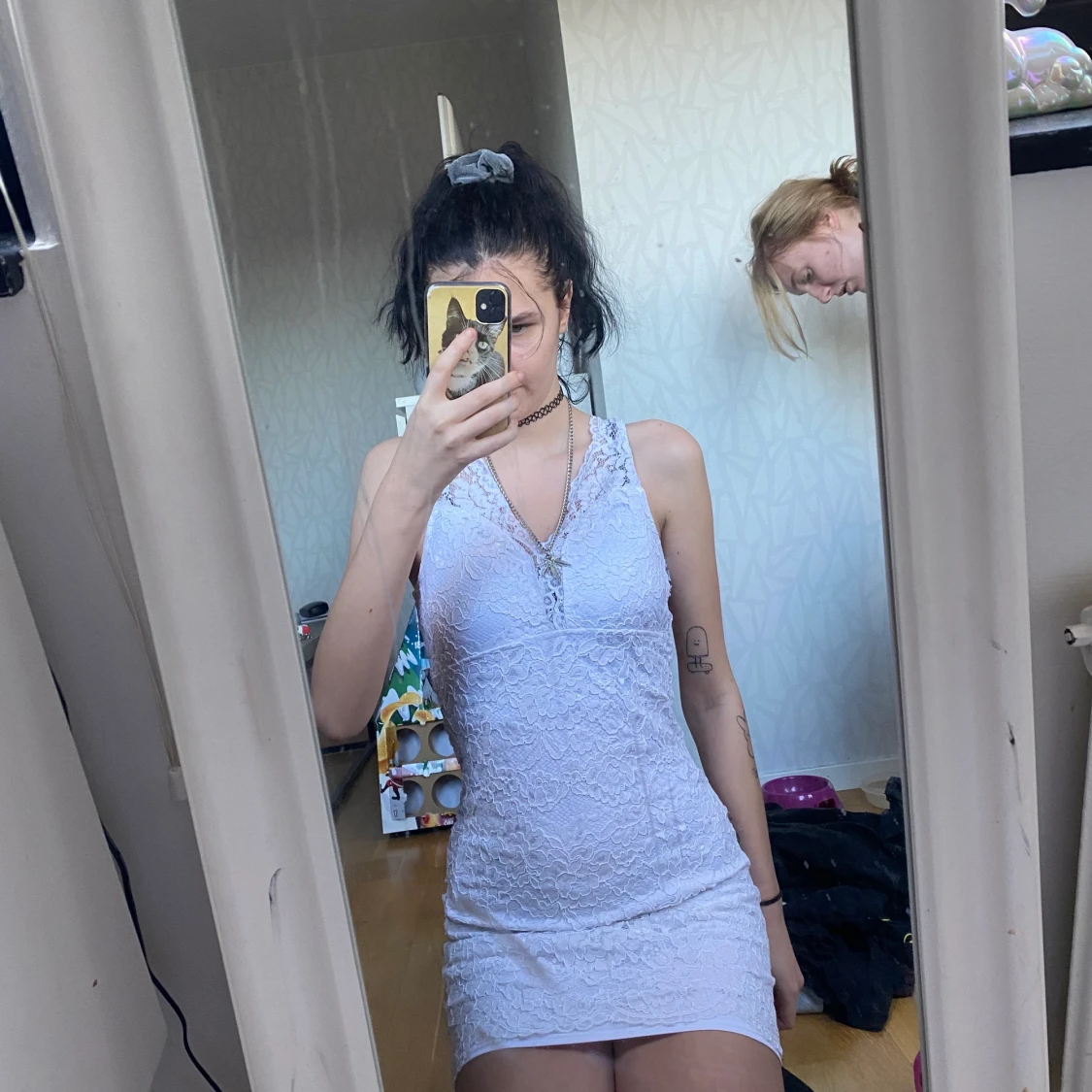 Vit spets klänning  - 90