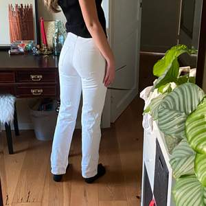 Vita jeans från Weekday i modellen Voyage! Jag har tyvärr vuxit ur dessa men de är så fina!! Dessa är i storlek 26/32 så passar de som är 175 cm och under! Köparen står för frakten! De är knappt använda då jag snabbt växte ur dem! 