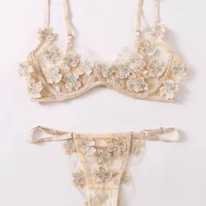 Underkläder i blommig spets - Underkläder i blommig spets från shein som är helt nytt och har endast legat i påsen den kom i. Storlek L men är mer som M. Kupan är i B-C. Frakten ingår i priset. (Bilderna är lånade)