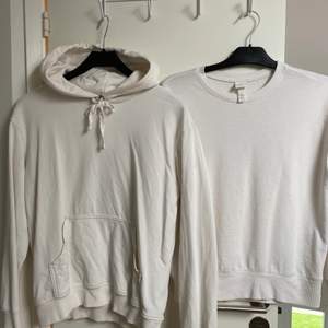 En vit hoodie och en vit sweatshirt. Båda från HM i storlek XS. Båda för 100kr eller en för 60kr. 