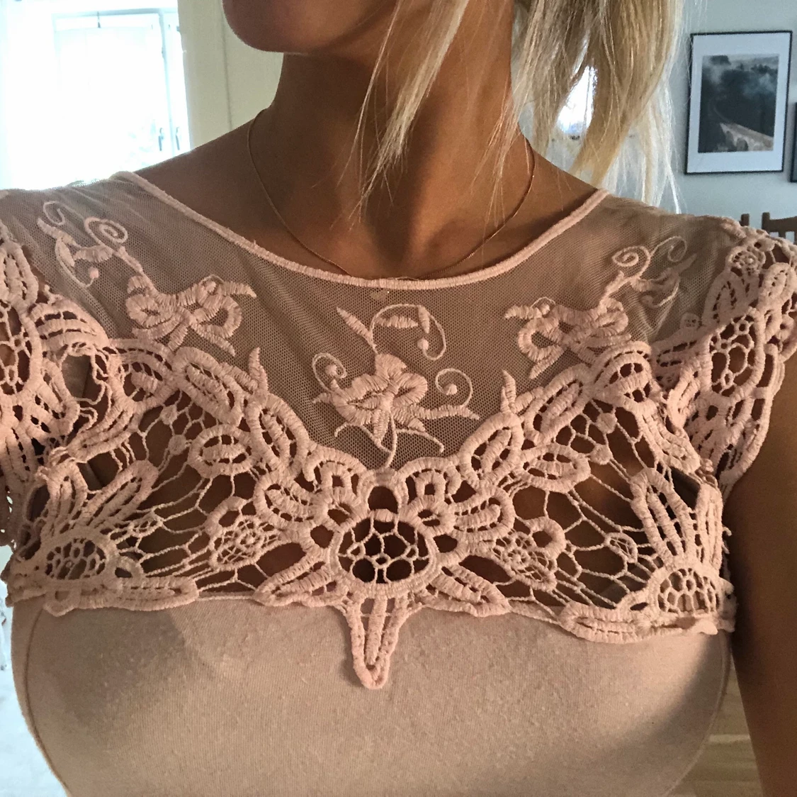 Rosa topp med spets - 91