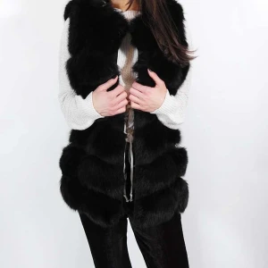 Svart päls väst ej äkta päls - Ny skick 