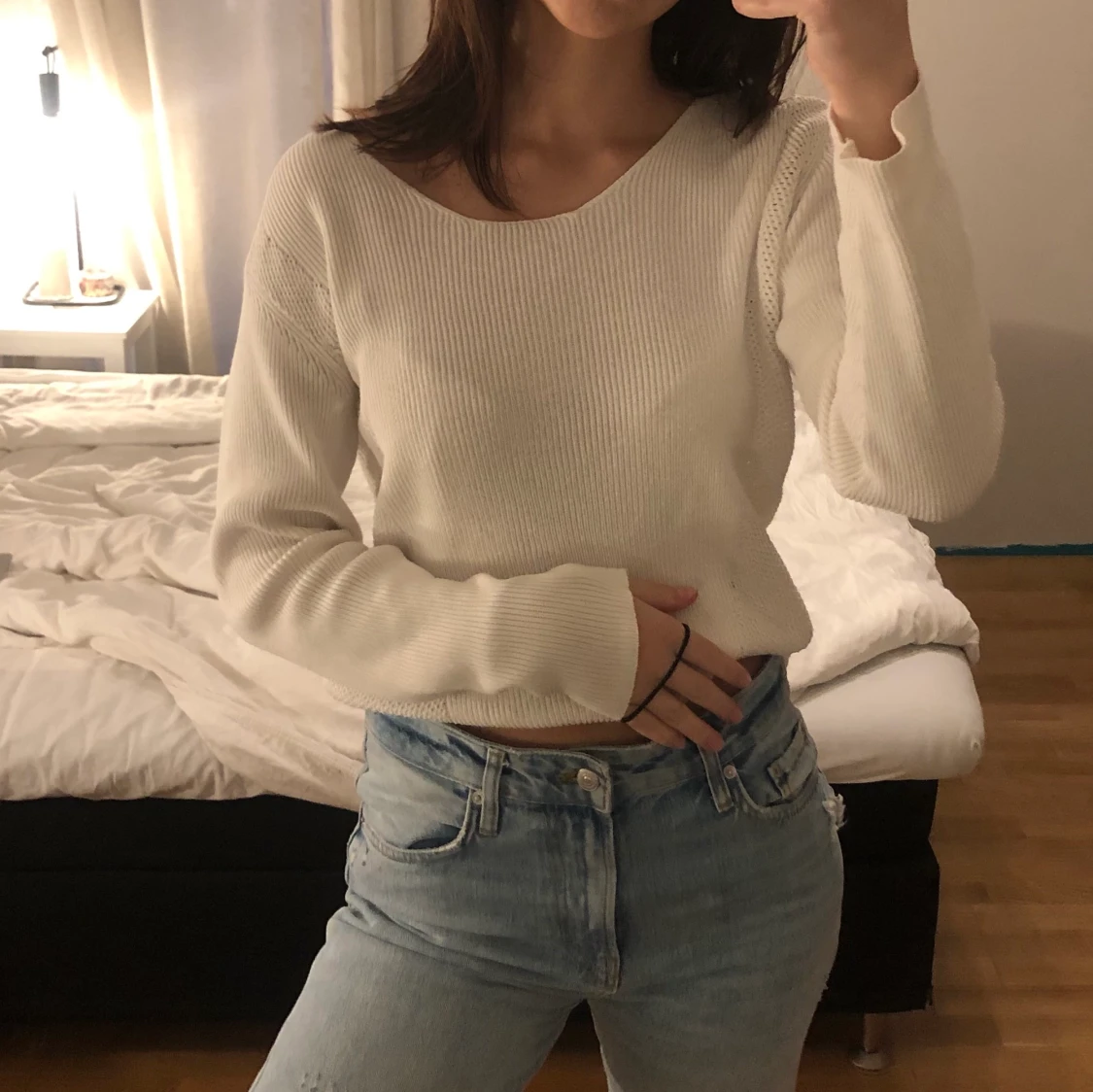 vit långärmad tröja - 90