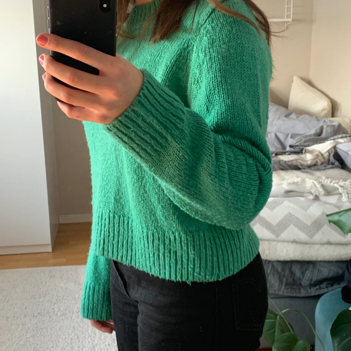 Grön stickad tröja - 91