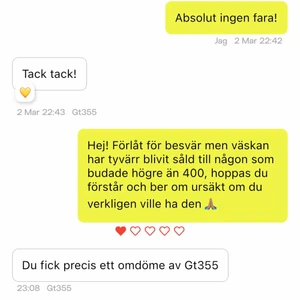 ‼️FAKE OMDÖME‼️ - Tyvärr får man väldigt mycket fake omdöme på den här appen vilket inte ser bra ut för en och tyvärr påverkar ens säljar förmåga då folk litar mindre på en. Här har vi ett perfekt exempel på ett omdöme som inte stämmer, jag kommer inte paxa saker åt människor som budar lågt & skjuter upp det hela tiden. Snälla var inte en sån här egoistisk människa.