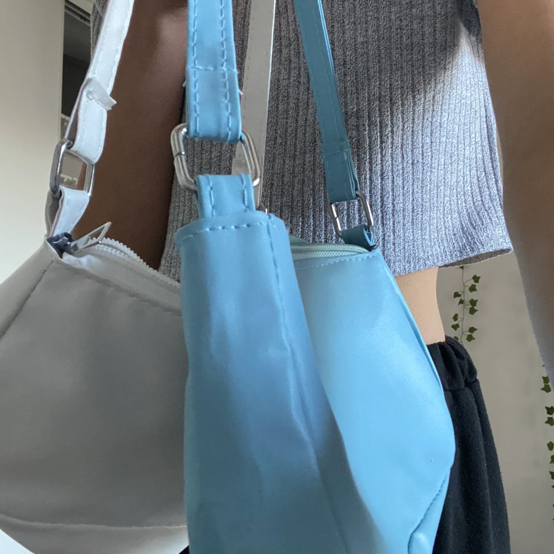 Blå vit Axelväska handväska 