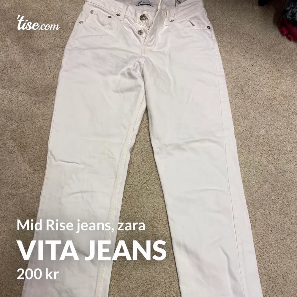 Vita zara mid Rise jeans, använda 2 gånger. . Jeans & Byxor.
