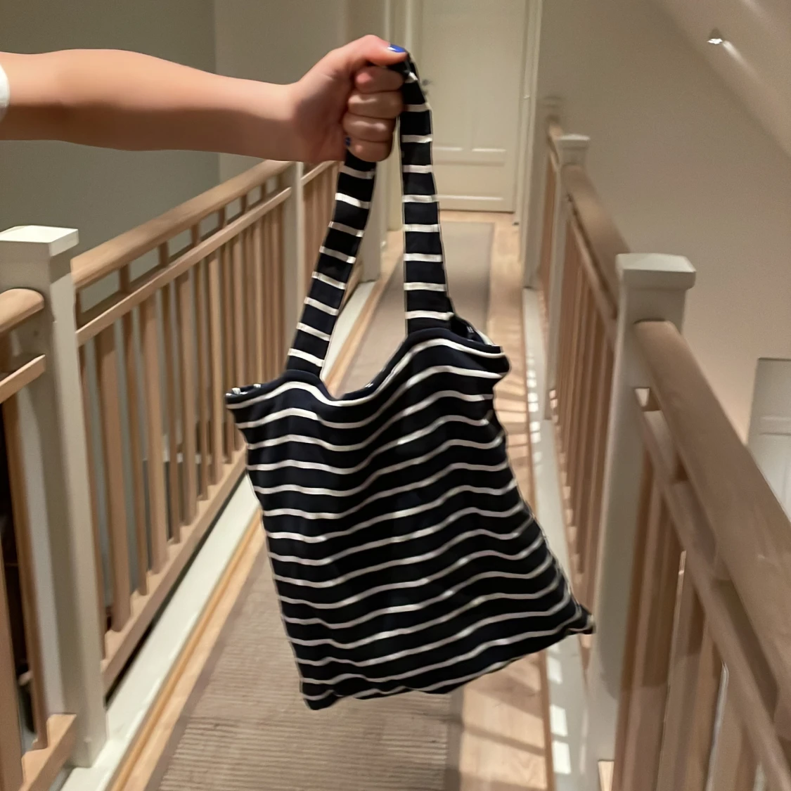 Tot bag blå vita ränder - 91