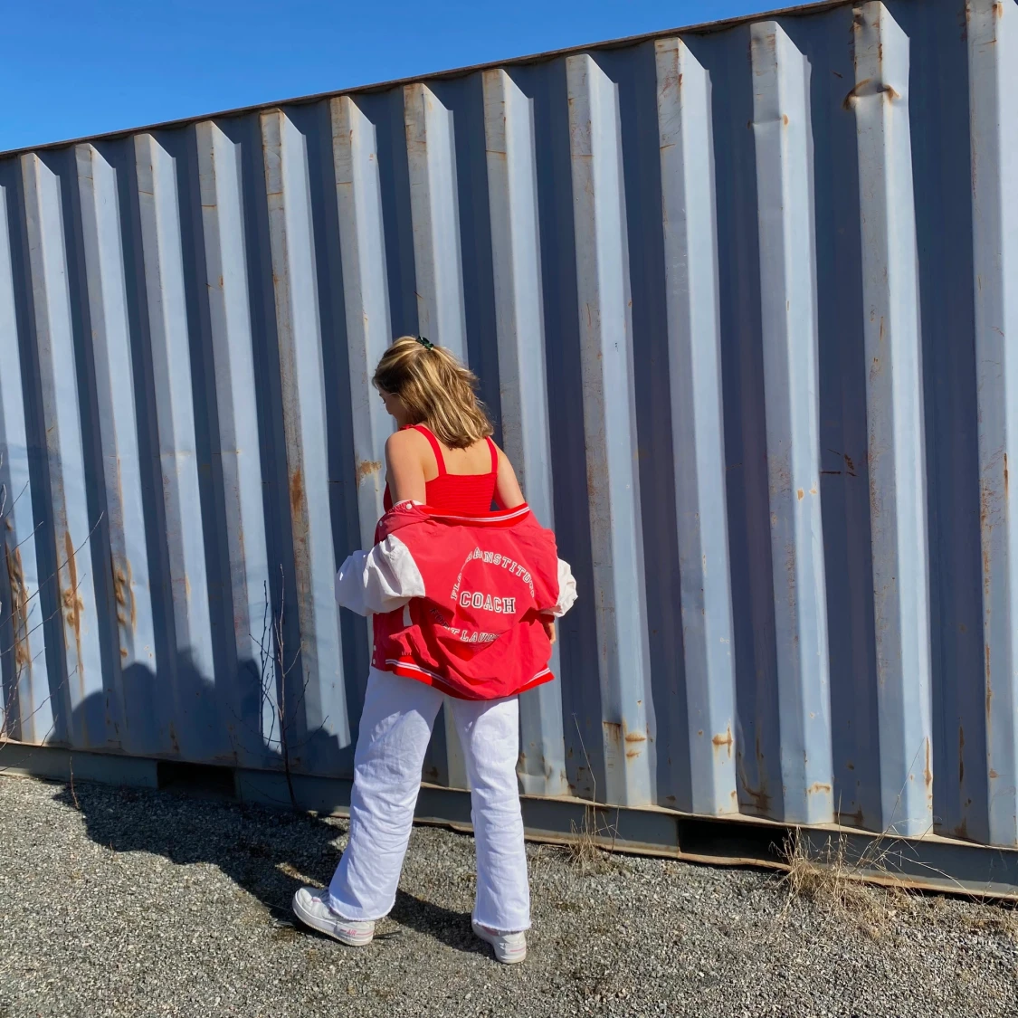 Rött linne croptop  - 90