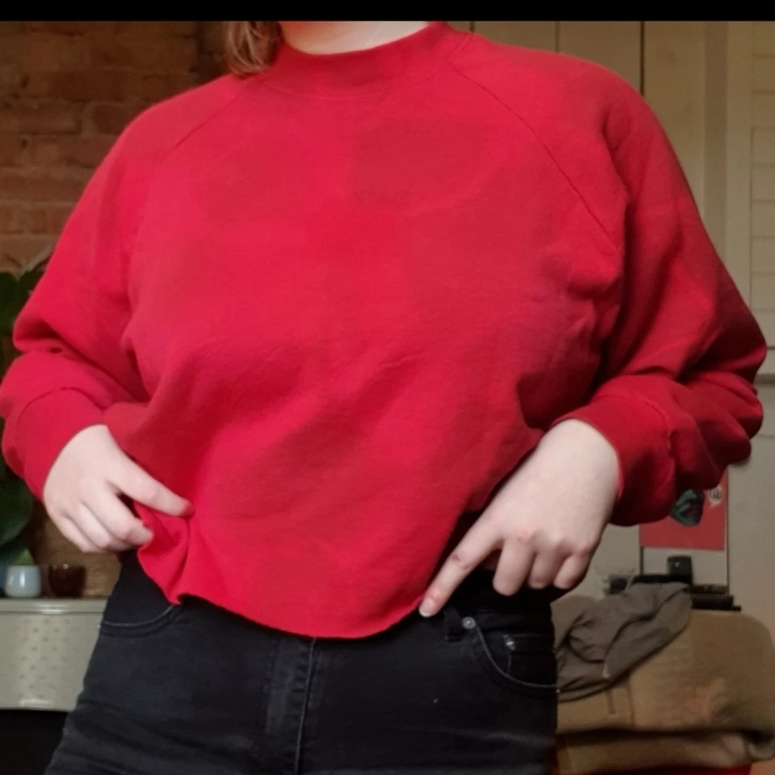 Röd collegetröja  - 90