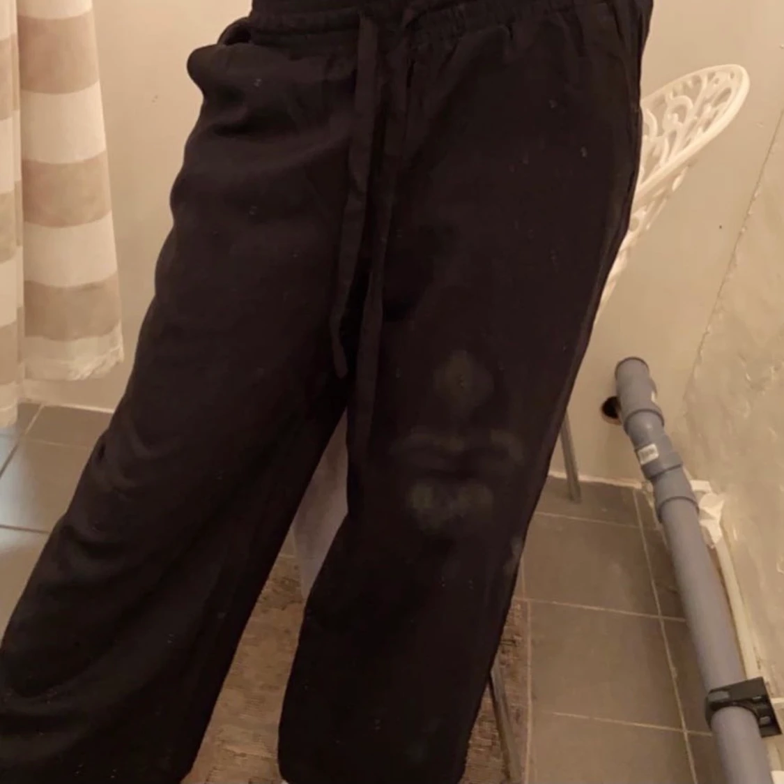 Svarta linnebyxor - 90