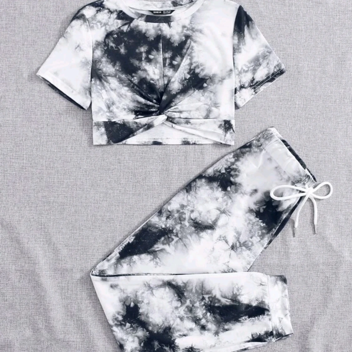 Träningskläder svart/vit tiedye