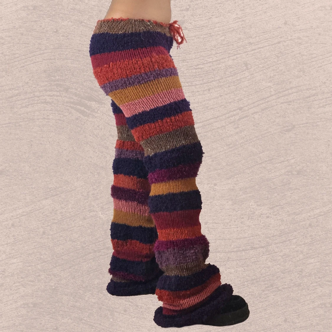 Stickade randiga byxor