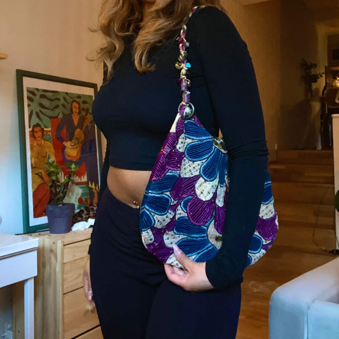 Mönstrad axelväska