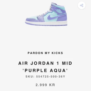 Air jordan 1 - !Intressekoll! På mina air jordan 1 mid purpose aqua. Köpta på Pardon My Kicks i Göteborg för 2.999 och dom är använda 2 gånger.