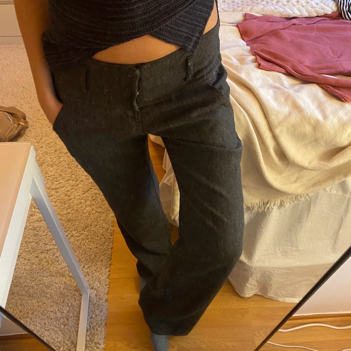 Wide leg lågmidjade kostymbyxor! - 90