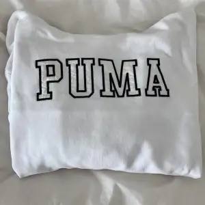 Hej! Säljer denna jättemysiga och sköna lite oversized PUMA hoodien!! Säljer då den inte kommer till användning längre + flytt! Några små missfärgningar vid bokstäverna men inget märkbart🤍
