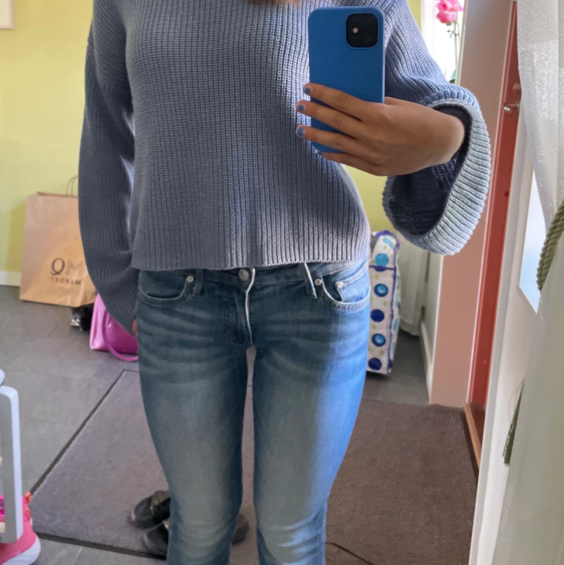 Stickad blå tröja Na-kd