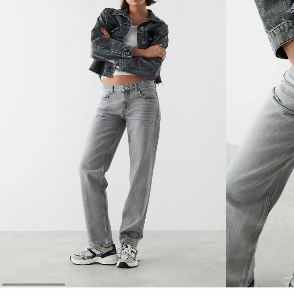 Säljer dessa slutsålda jeans från Gina tricot i storlek 38. Endast använda 2 gånger och säljare då de tyvärr är lite för långa för min syster som är 162 och vill köpa petite modellen istället. Nypris 499 :- . Jeans & Byxor.