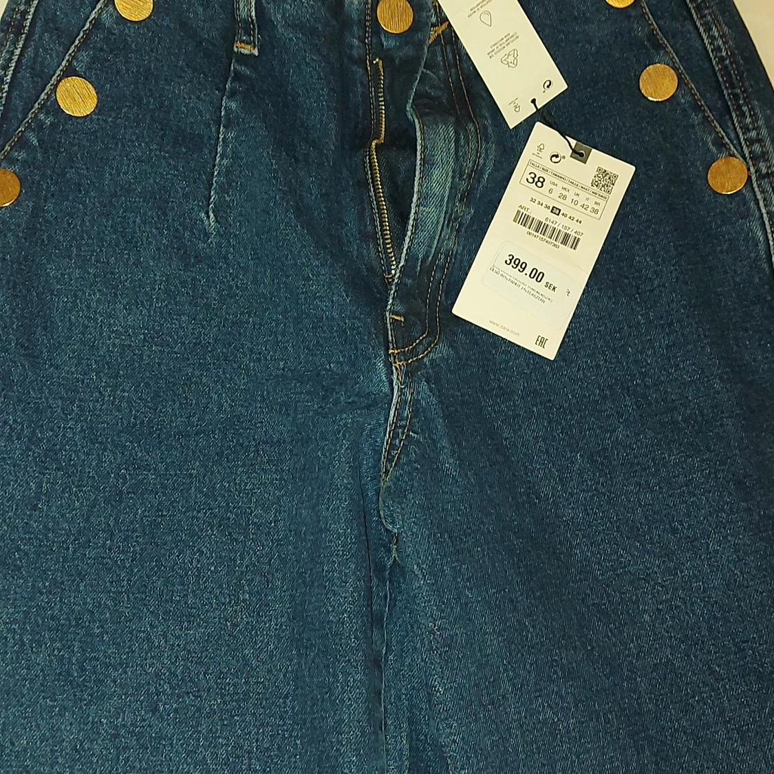 Zara Fina mörkblå breda jeans  - 90