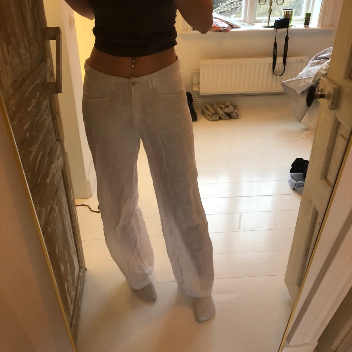 Lågmidjade linnebyxor  - 90