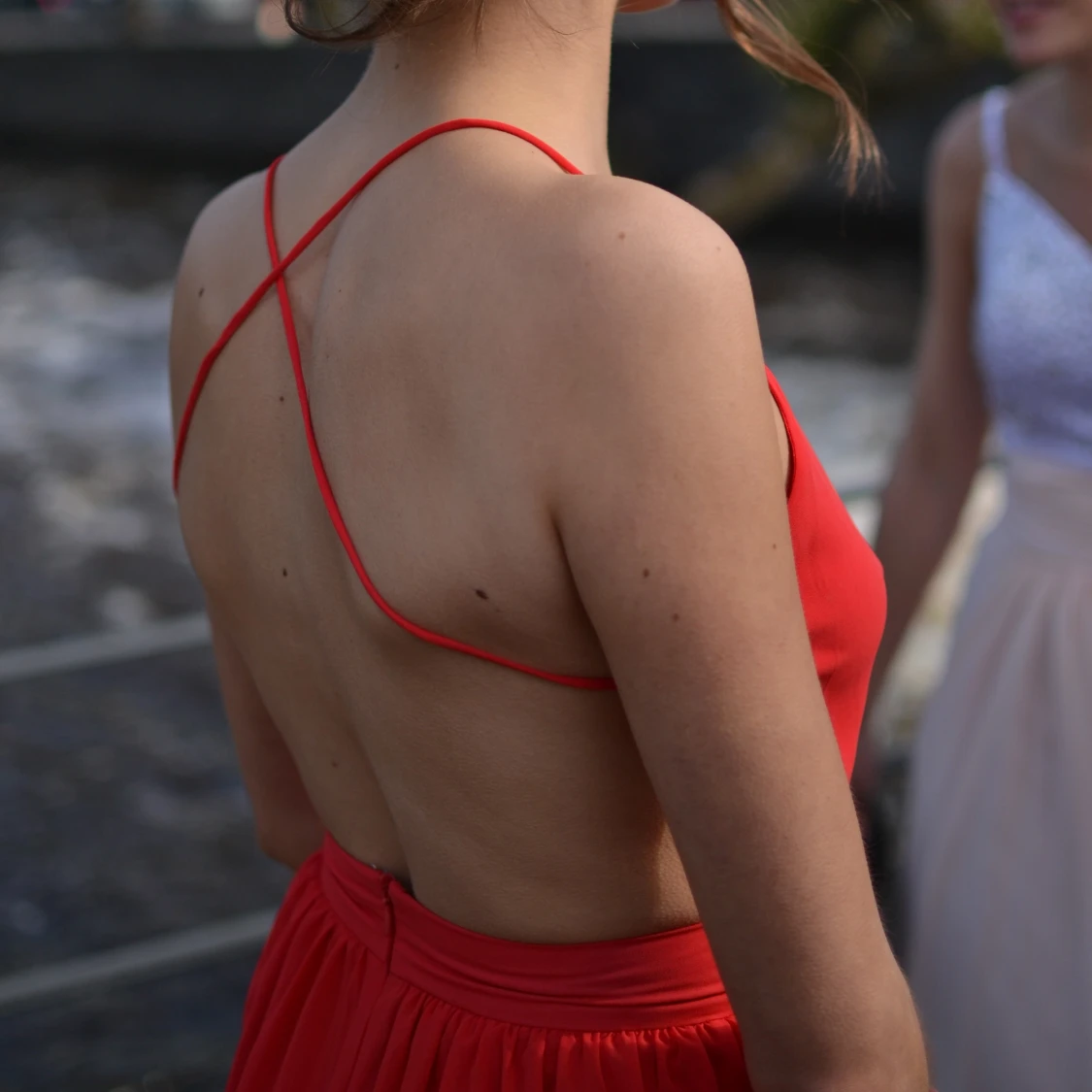 Röd långklänning stl S