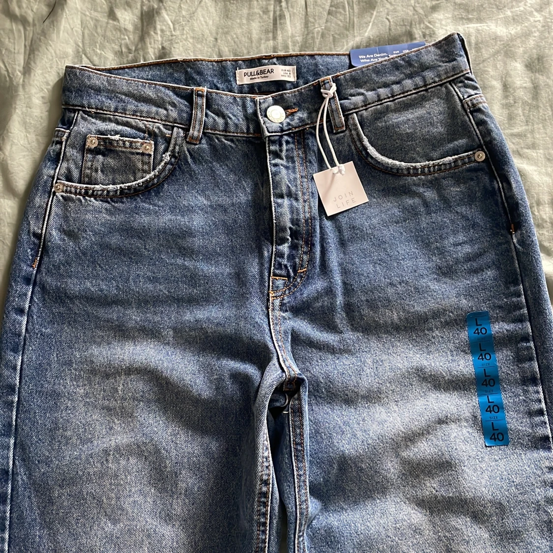 Raka Jeans med Slits och Slitningar - 90