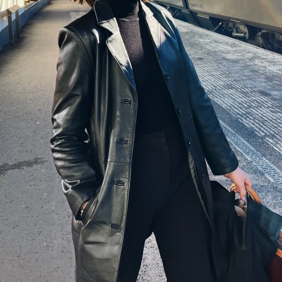 Superfin längre skinnjacka