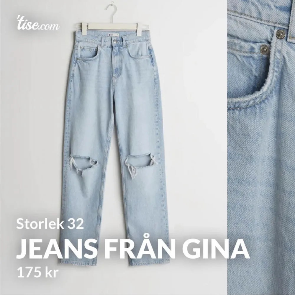 Jeans från Gina som inte kommer till användning. Storlek 32. Säljer för 80kr🤍. Jeans & Byxor.