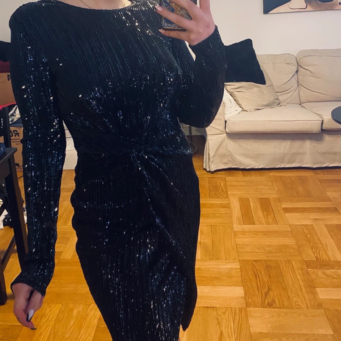 Svart paljett klänning 