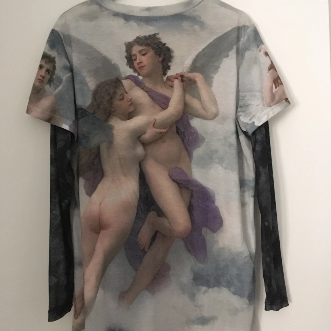 Långärmad t-shirt med ärmar i meshtyg - 90