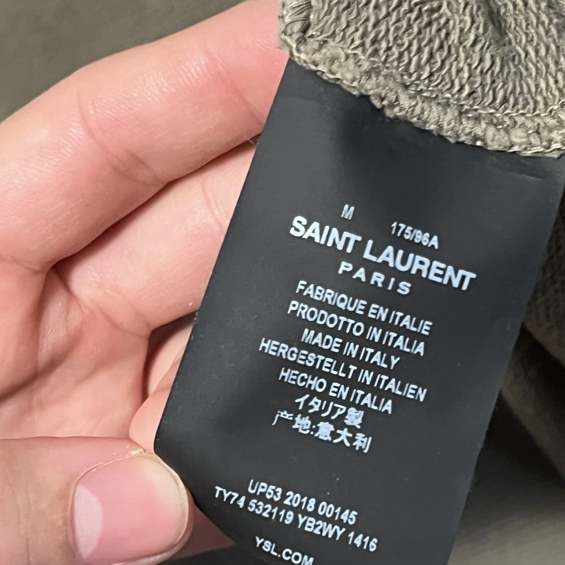 Saint Laurent Small Logo Hoodie Khaki - 91